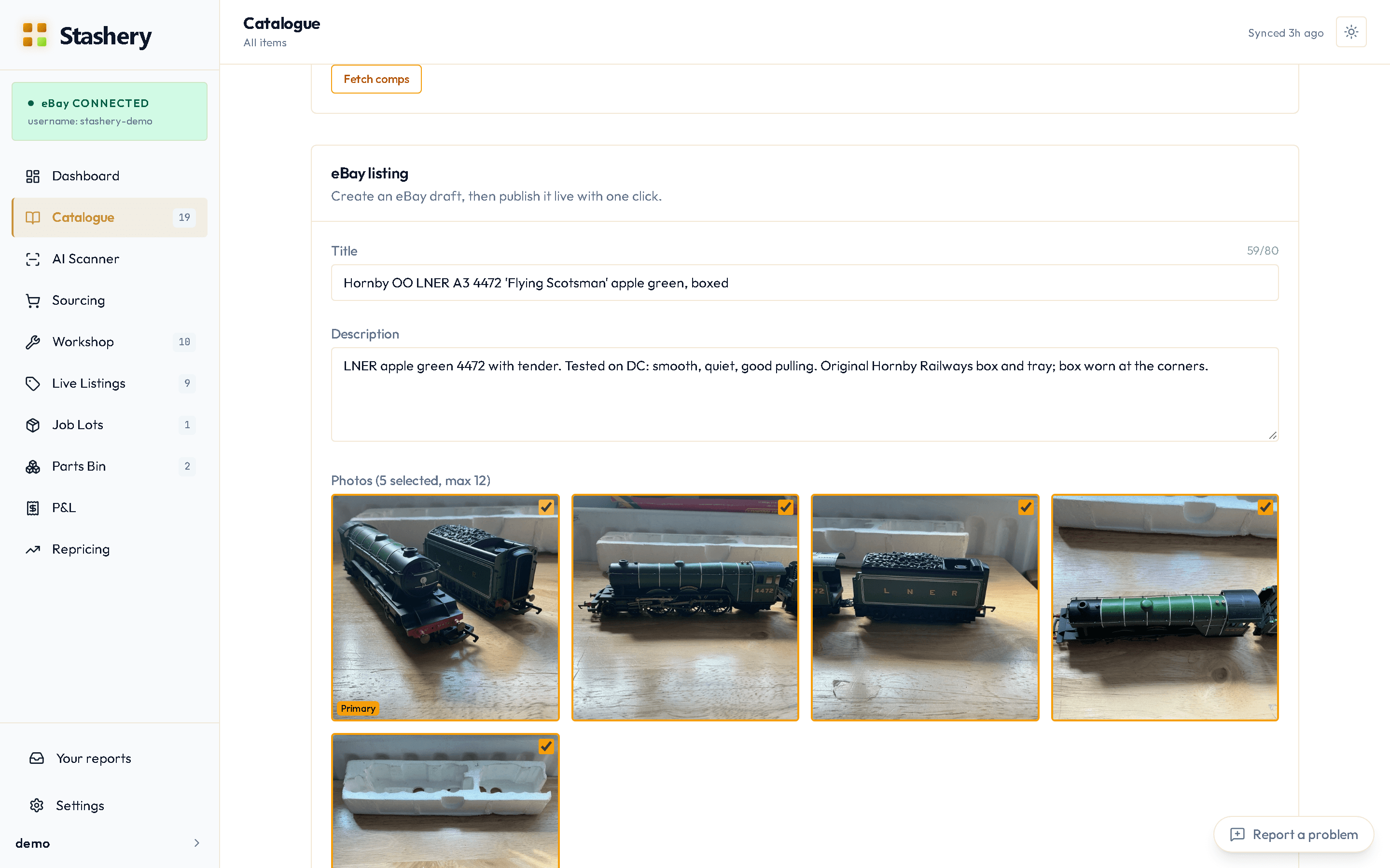 The Listing Composer ready to publish to eBay