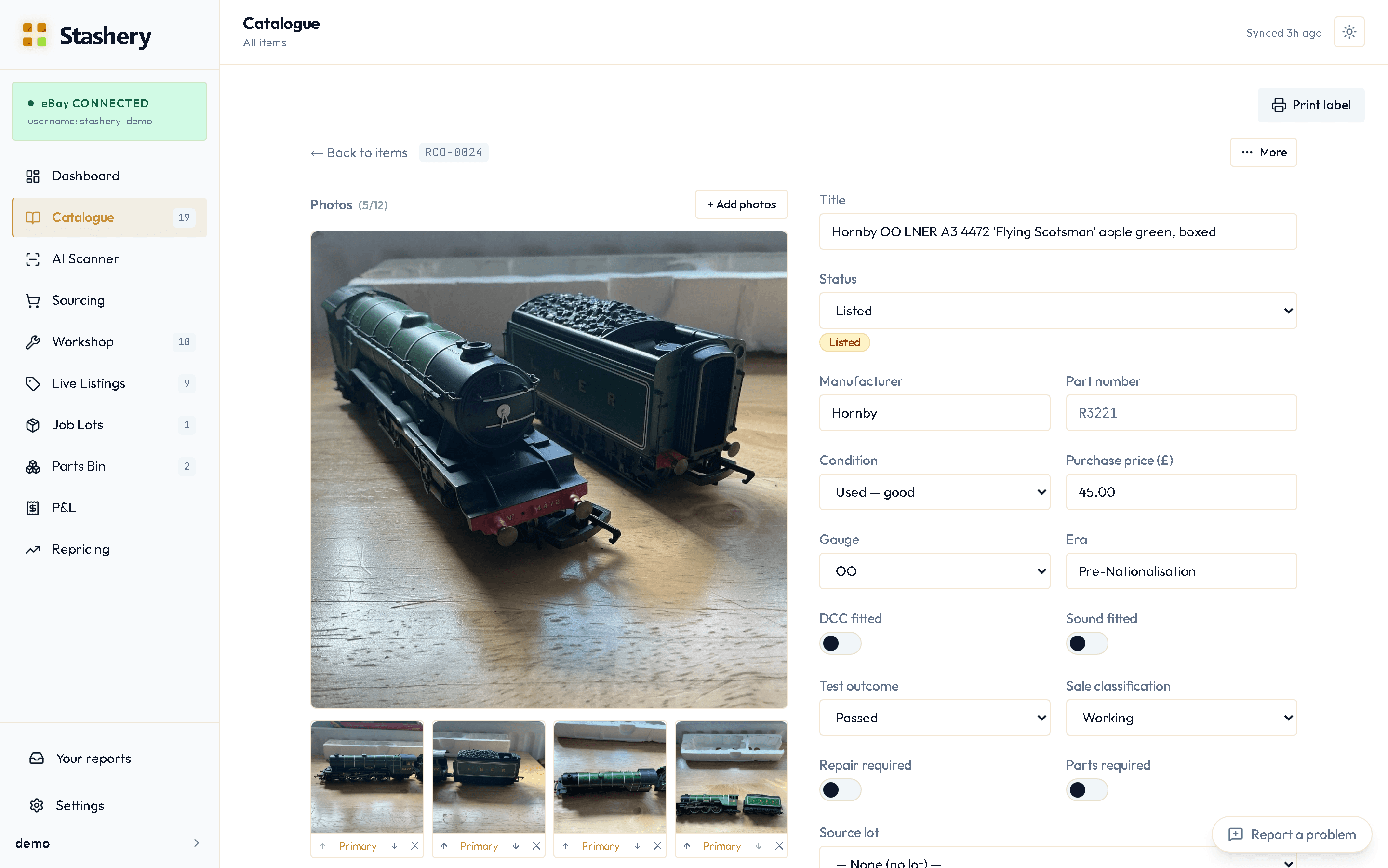 A saved item page showing the stash number RCO-0024 in the header